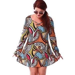 INSIGHT 70s Graphic Boho Dress